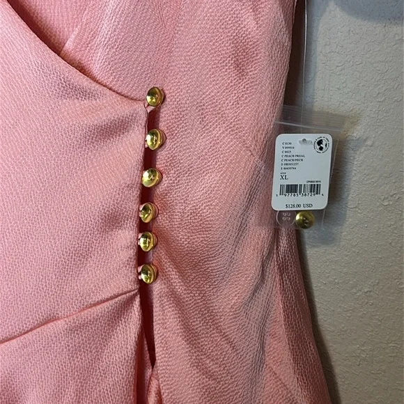 Free People Dress Scarlett Satin Ruffle Wrap Mini Peach Size XL NWT - Picture 8 of 11